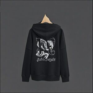 NWT Palm Angels Black Hooded Sweatshirt With Letter Embroidery